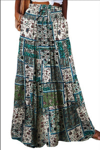 Bohemian-style Loose Casual Printed High-waisted Skirt