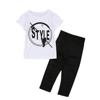 Girls' short sleeve long pants two piece set