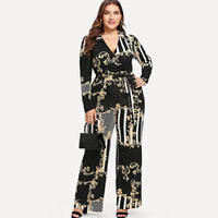 Women's printed trousers lace up jumpsuit