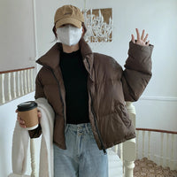 Womens Short Stand-collar Stylish American-style Down Jacket