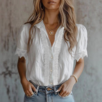 Spliced Lightweight Short-sleeve Chic Top