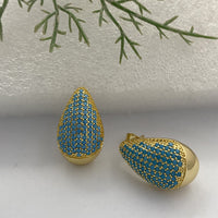 Copper Inlaid Color Melon Seed-shaped Earrings Simple