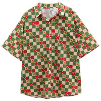 Womens Retro Designer-Style Niche Printed Loose Short-Sleeve Shirt