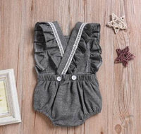 Linen Back Buckle Baby Rompers