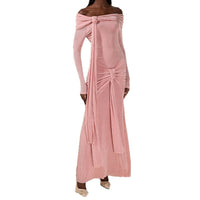 Off-Shoulder Ruched Cross-Fit Sheath Dress For Women