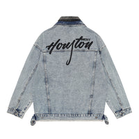 Spring And Autumn Stitching Contrast Color Washing Loose All-match Pu Handsome Denim Jacket
