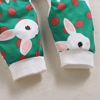 Green cartoon rabbit print hooded turban