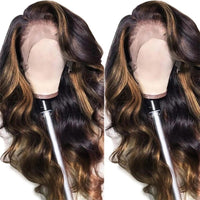 Wig Medium Dyed Gradient Gold Long Roll Synthetic Wigs