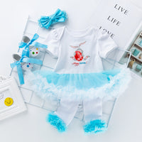 Newborn Children's Skirt Easter Short Sleeved Cartoon Rabbit Mesh Skirt