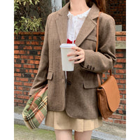 Retro Tweed Suit Single-Breasted Coat