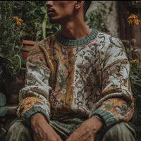 Mens Casual Crew-Neck Long-Sleeve Sweatshirt With A Printed Design