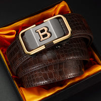 Automatic Buckle Genuine Leather Belt For Middle-aged And Young People
