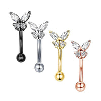 Stainless Steel Rod Micro Inlaid Zircon Butterfly Ear Bone Stud