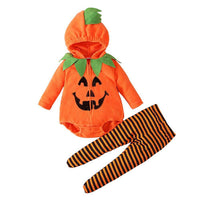 Children's Halloween Long-sleeved Pumpkin-shaped Hooded Jumpsuit