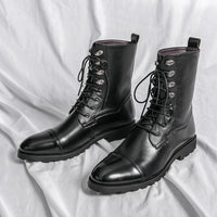 Fall Winter Lace-up Booties Black Locomotive Denim