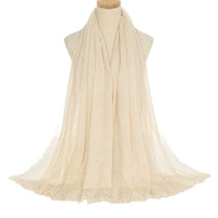 Pleated Viscose Yarn Monochrome Scarf Natural Wrinkled Cotton And Linen Burrs