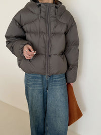 White Duck Down Puff Fluffy Hooded Down Jacket
