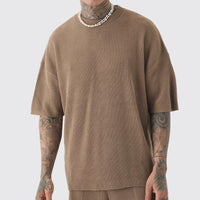 Casual Men's Loose Round Neck Short Sleeve Shorts Suit