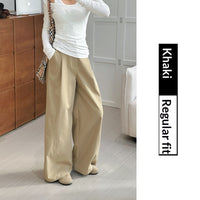 Womens Casual Loose-fitting High-waisted Wide-leg Pants
