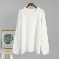 Simple Solid Color Knitted  Loose Casual Sweater