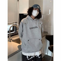 Retro Heavy Gray Padded Shoulder Long-sleeved Sweater
