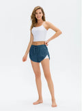Women's Fake Two-piece Sports Pocket Shorts