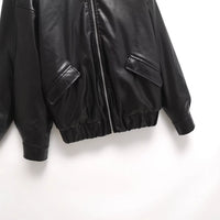 Women's Simple Imitation Leather Baggy Coat