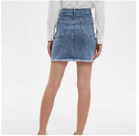Womens Retro Embroidered Denim Skirt