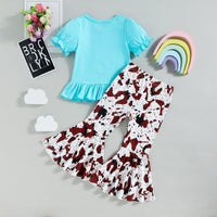 Animal Letter Printing Leopard Print Bell-bottom Pants Two-piece Set