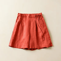 Solid Color Cotton Linen Elastic-waist Wide Leg Pants