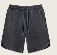 American Style Retro Washed Side Slit Drawstring Shorts