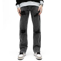 American Personality Jeans Zipper Worn Burrs Tassels Hip Hop Design Sense