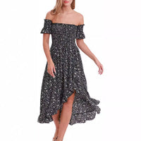 Summer Off Shoulder Bohemian Printed A Line Beach Dress