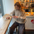 Women's Loose Round Neck Backless Lace-up Knitted Sweater