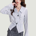 Bell Sleeve Lapel Long Sleeve Shirt Women's Spring French Chic