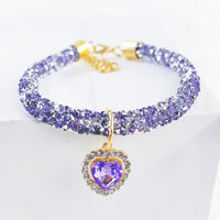 Cat Collar Heart Jewel Pendant Party Reflex Rhinestone Necklace