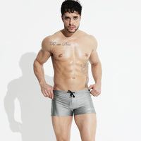 Men's Flat Angle Large Medium Waist Solid Color Beach Trunks
