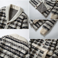 Men's Thickened Brocade Sweater Mid-length Coat