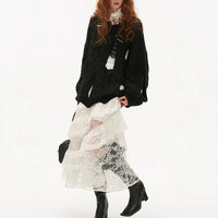 Y2K American-style Retro Lace Tiered Skirt