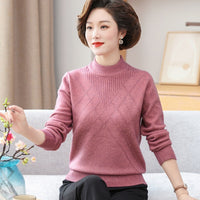 Mock Neck Sweater Mom's Fashionable Pullover Bottoming Shirt