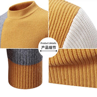 Men's Half-high Collar Contrast Color Pullover Knitwear Korean Youth Fashion Casual Top