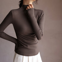 Women's Fashion Semi-Turtle Neck Long Sleeve T-Shirt