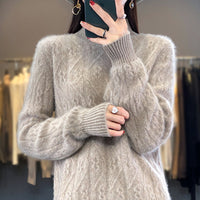 Half Turtleneck Twisted Knitted Sweater Loose All-matching