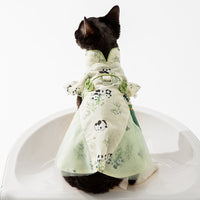 Chinese Style Panda Bamboo Leaf Couple Dress Hairless Cat Skirt