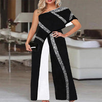 Women's Slimming Printed Fashion Color Contrast Jumpsuit