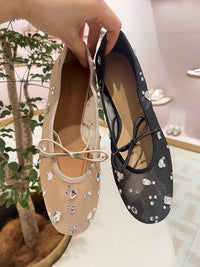 French Style Hollow-out Nude Apricot Temperament Sandals For Women, New 2026 Summer Gentle Rivet Fairy Mary Jane Mesh Sandals