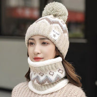Casual Ear Protection Woolen Thickened Plus Velvet Warm Hair Ball Student Knitted Hat