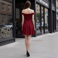 Women's Sparkly Bow Off Shoulder Pleated Mini Skirt