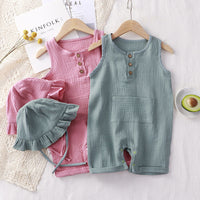 Baby Vest Short Sleeve Rompers New Cotton Double-layer Gauze