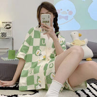 Women's Fashion Casual Short Sleeve Cute Loungewear Suit